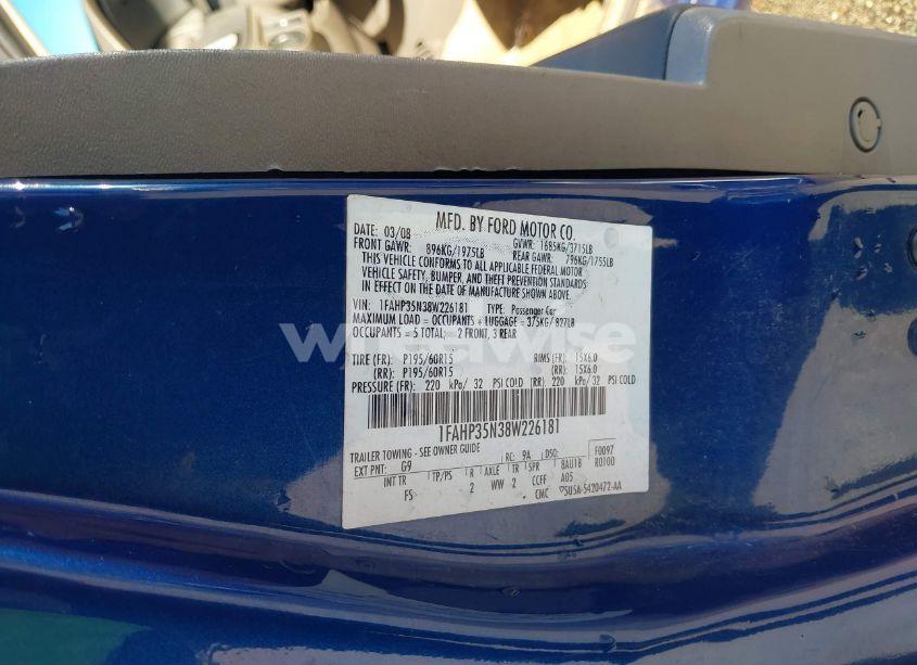 Photo 9 of 2008 Ford Focus SE (VIN 1FAHP35N38W226181)