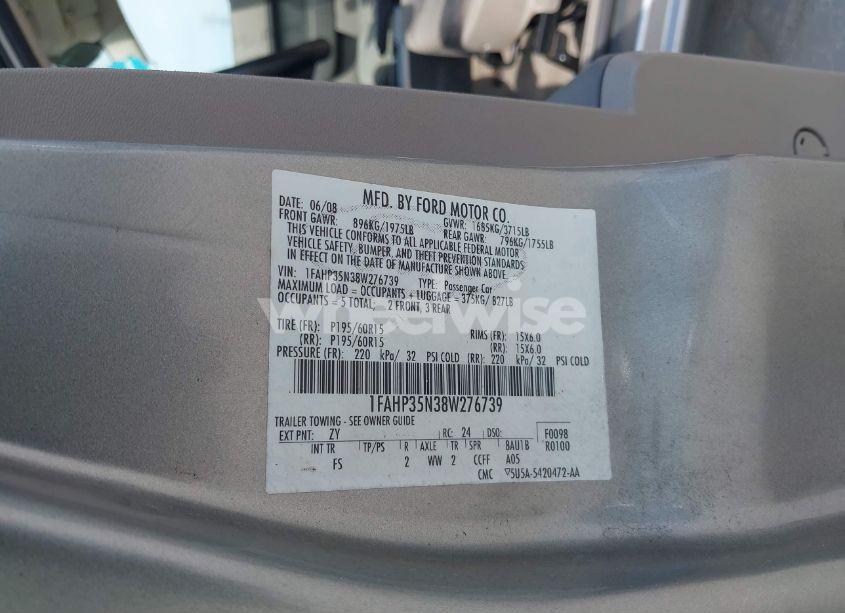 Photo 9 of 2008 Ford Focus SE (VIN 1FAHP35N38W276739)