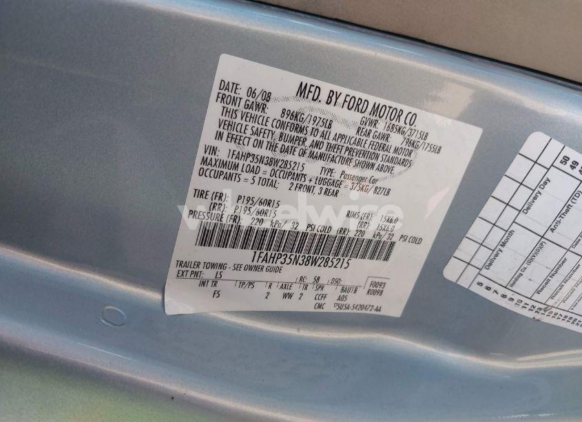 Photo 9 of 2008 Ford Focus SE/SES (VIN 1FAHP35N38W285215)