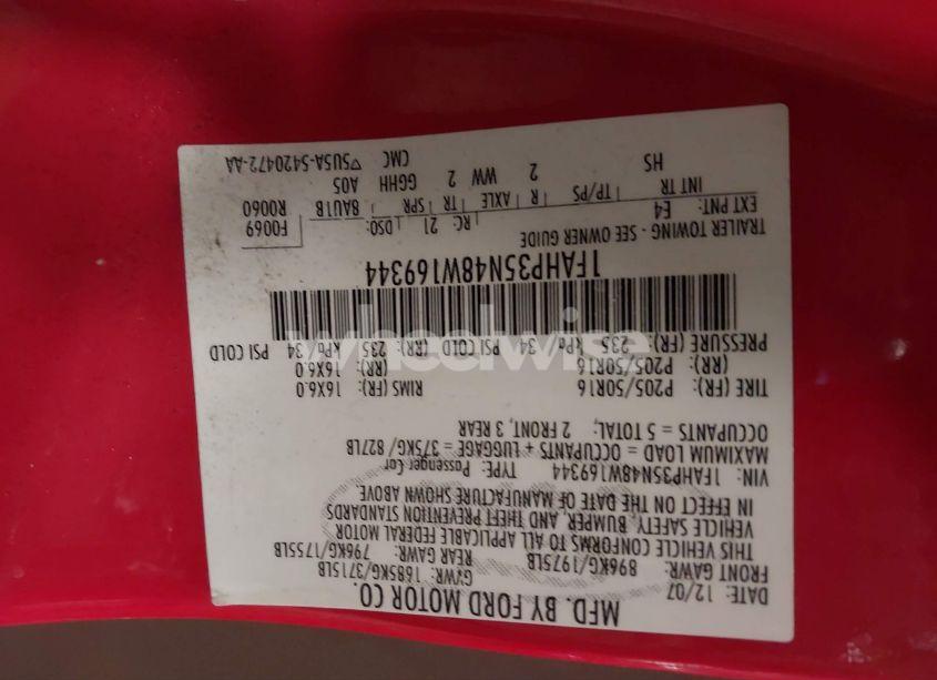 Photo 9 of 2008 Ford Focus SES (VIN 1FAHP35N48W169344)