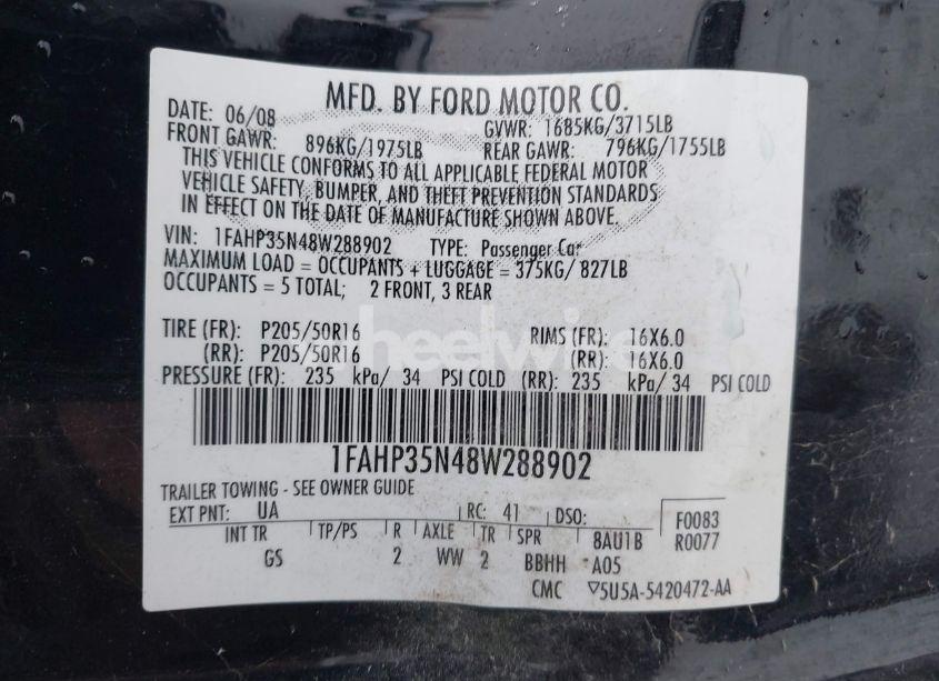 Photo 9 of 2008 Ford Focus SE/SES (VIN 1FAHP35N48W288902)
