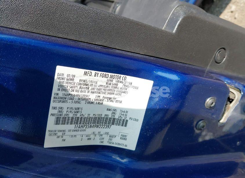 Photo 9 of 2009 Ford Focus SE (VIN 1FAHP35N49W222397)