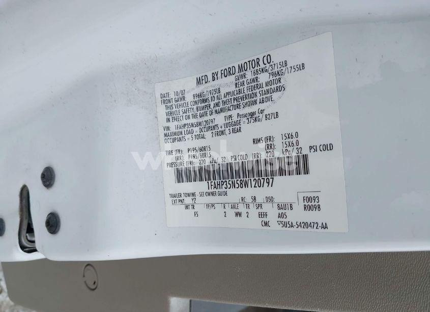 Photo 9 of 2008 Ford Focus SE (VIN 1FAHP35N58W120797)