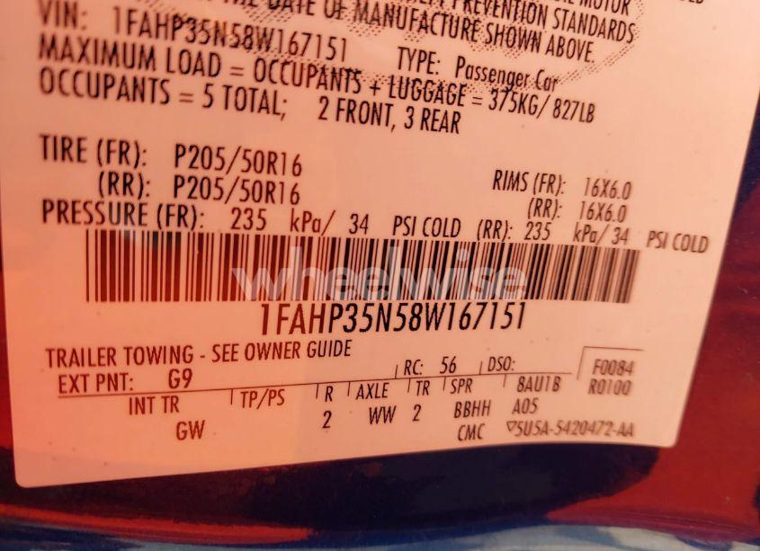 Photo 9 of 2008 Ford Focus SE/SES (VIN 1FAHP35N58W167151)