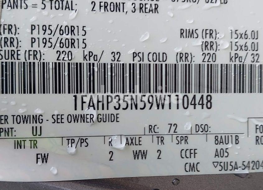 Photo 9 of 2009 Ford Focus SE (VIN 1FAHP35N59W110448)