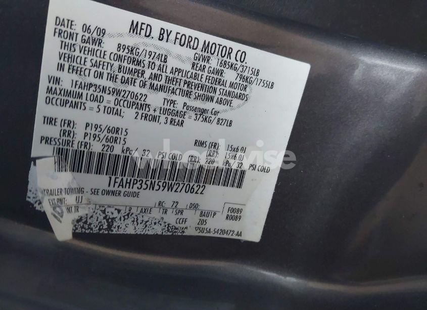 Photo 9 of 2009 Ford Focus SE (VIN 1FAHP35N59W270622)