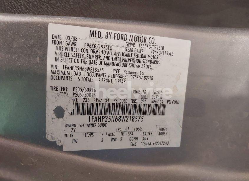 Photo 9 of 2008 Ford Focus SE/SES (VIN 1FAHP35N68W218575)