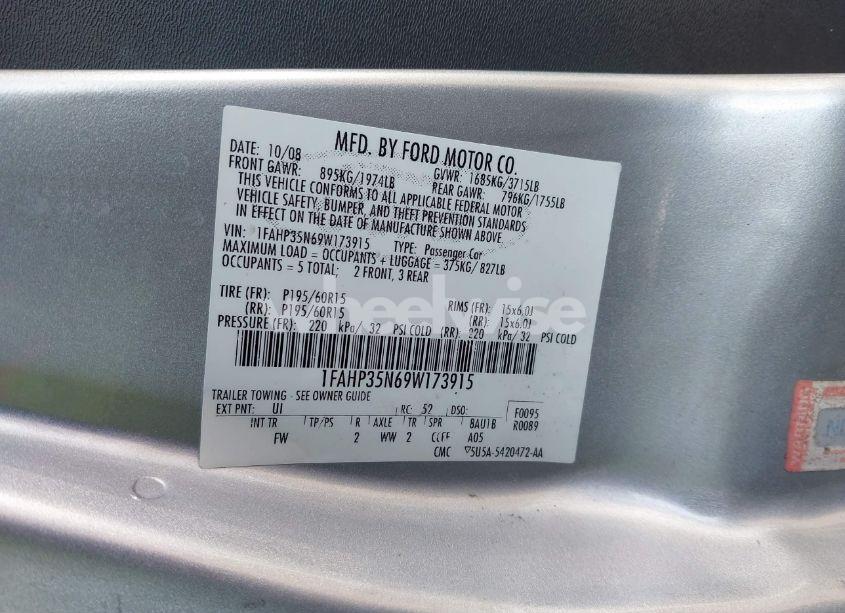 Photo 9 of 2009 Ford Focus SE (VIN 1FAHP35N69W173915)