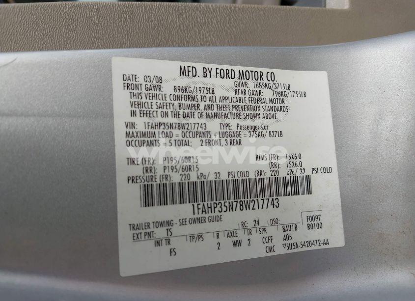 Photo 9 of 2008 Ford Focus SE/SES (VIN 1FAHP35N78W217743)