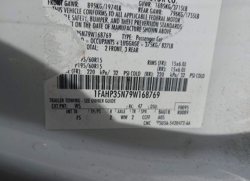 Photo 9 of 2009 Ford Focus SE (VIN 1FAHP35N79W168769)