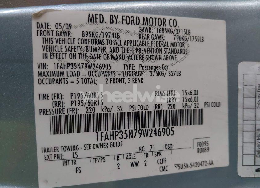 Photo 9 of 2009 Ford Focus SE (VIN 1FAHP35N79W246905)