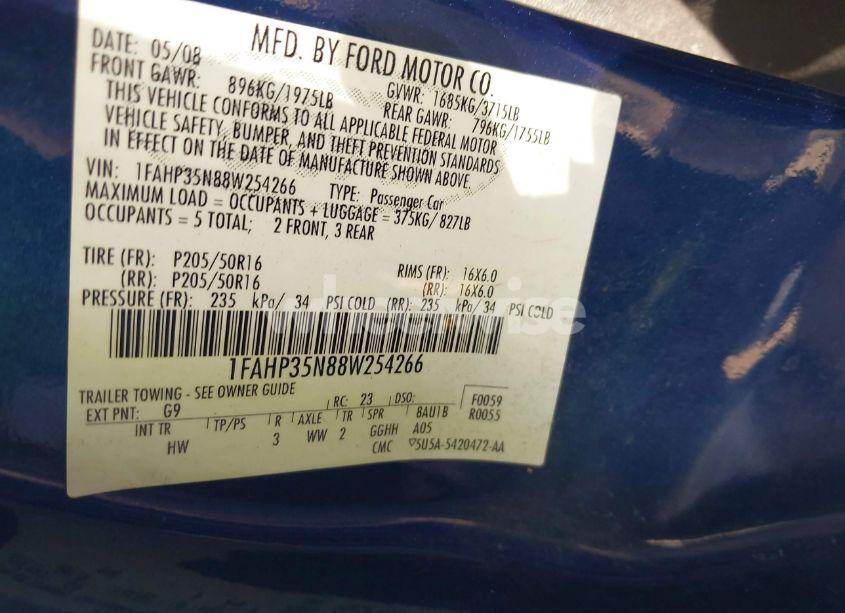 Photo 9 of 2008 Ford Focus SE/SES (VIN 1FAHP35N88W254266)