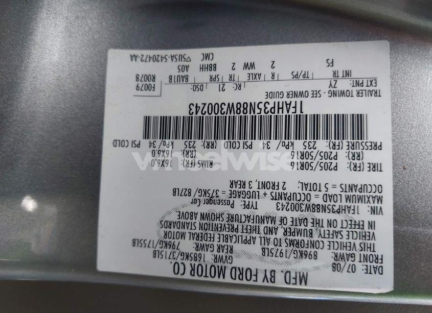 Photo 9 of 2008 Ford Focus SE/SES (VIN 1FAHP35N88W300243)