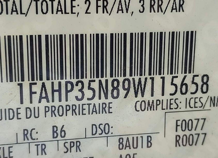 Photo 9 of 2009 Ford Focus SE (VIN 1FAHP35N89W115658)