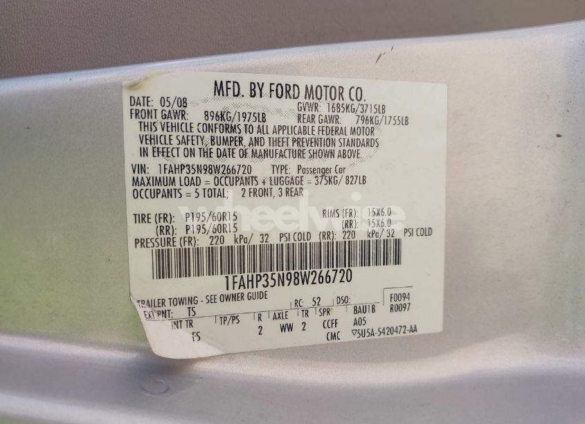 Photo 9 of 2008 Ford Focus SE/SES (VIN 1FAHP35N98W266720)