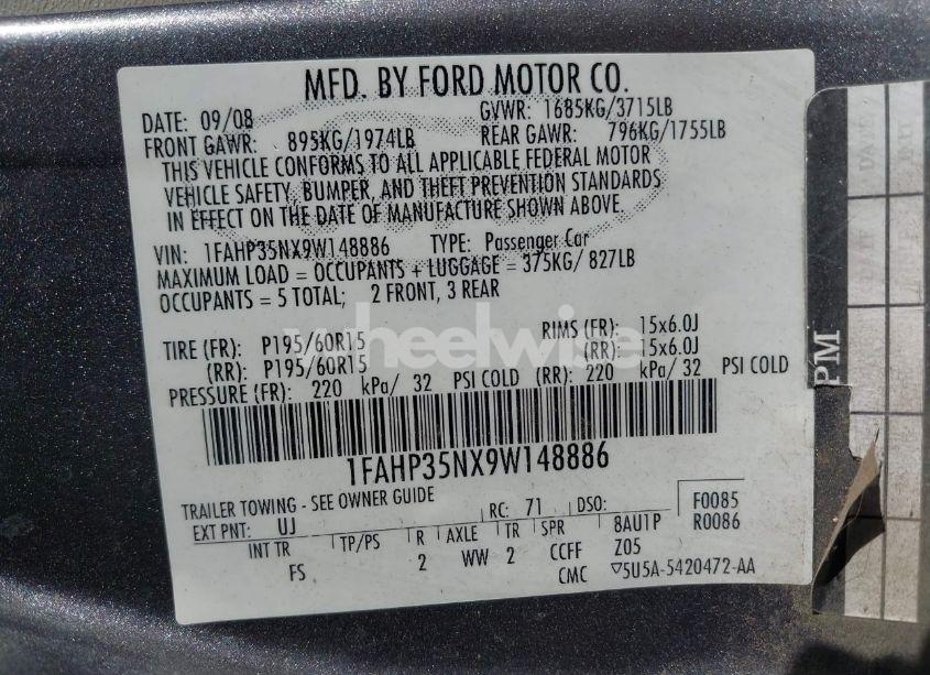 Photo 9 of 2009 Ford Focus SE (VIN 1FAHP35NX9W148886)