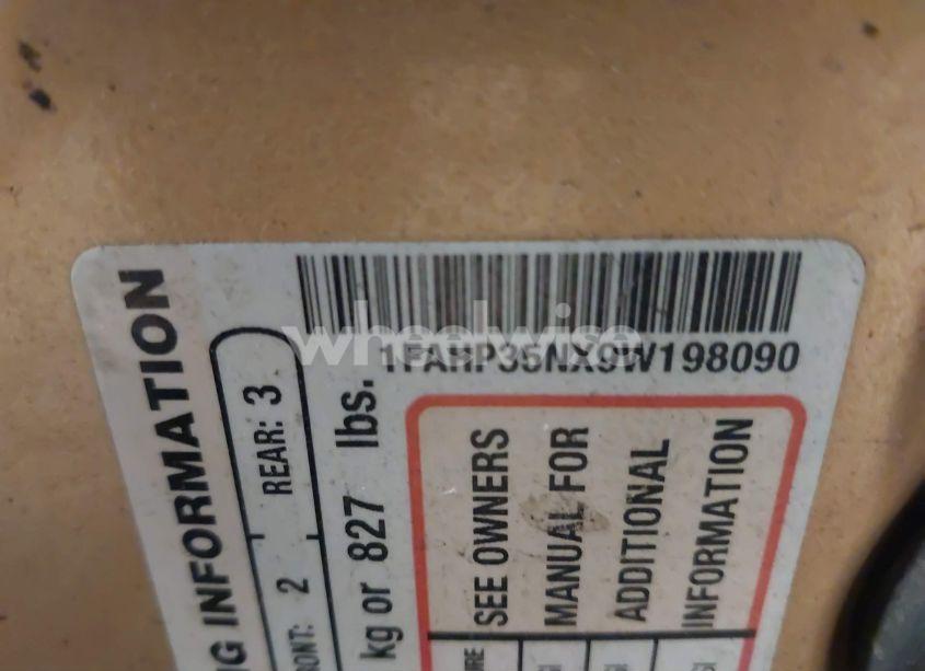 Photo 9 of 2009 Ford Focus SE (VIN 1FAHP35NX9W198090)