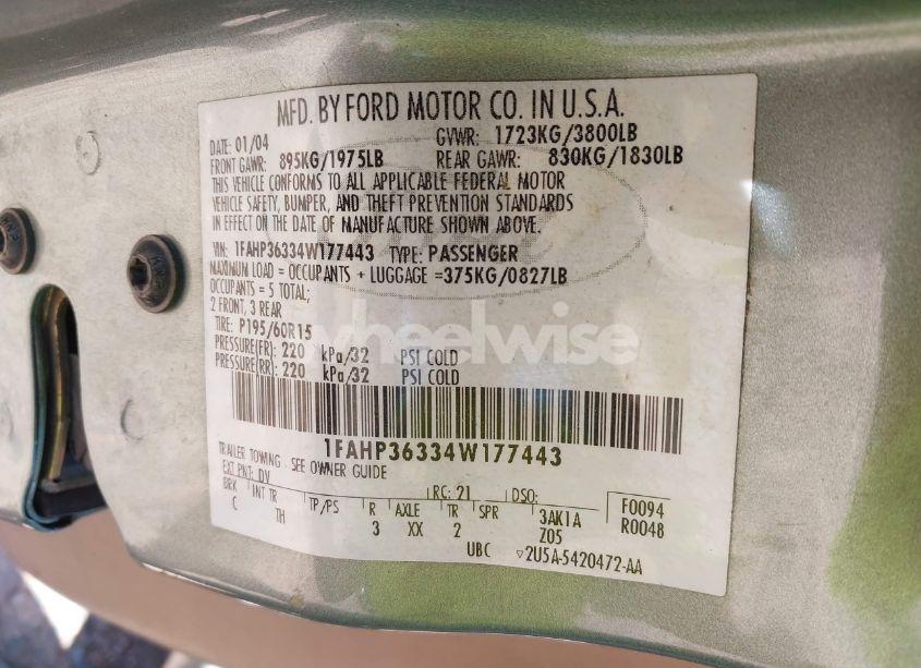 Photo 9 of 2004 Ford Focus SE (VIN 1FAHP36334W177443)