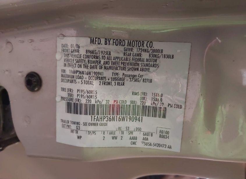 Photo 9 of 2006 Ford Focus ZXW (VIN 1FAHP36N16W190941)