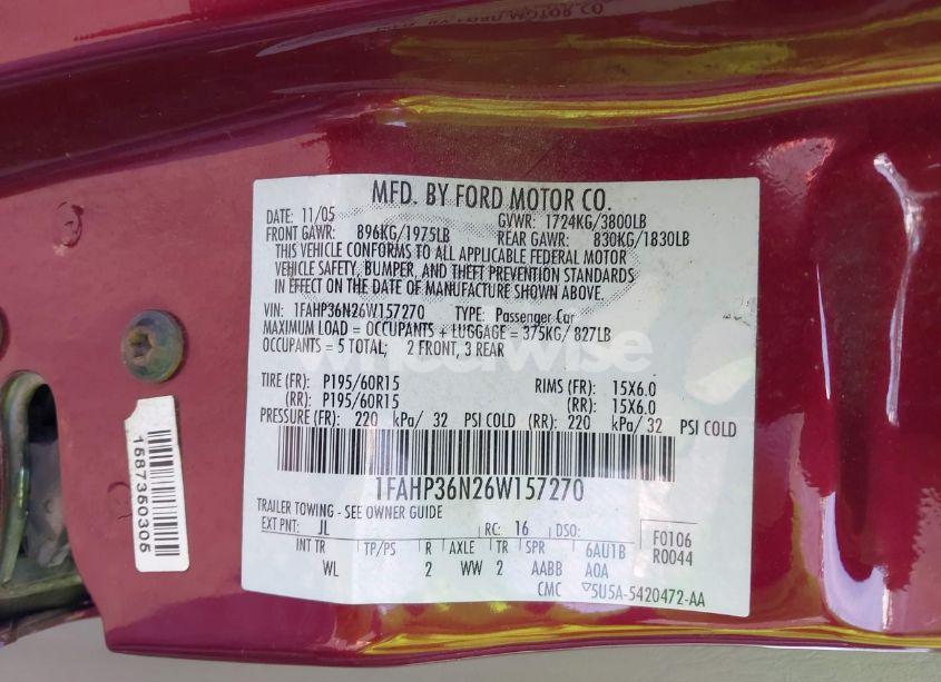 Photo 9 of 2006 Ford Focus ZXW (VIN 1FAHP36N26W157270)