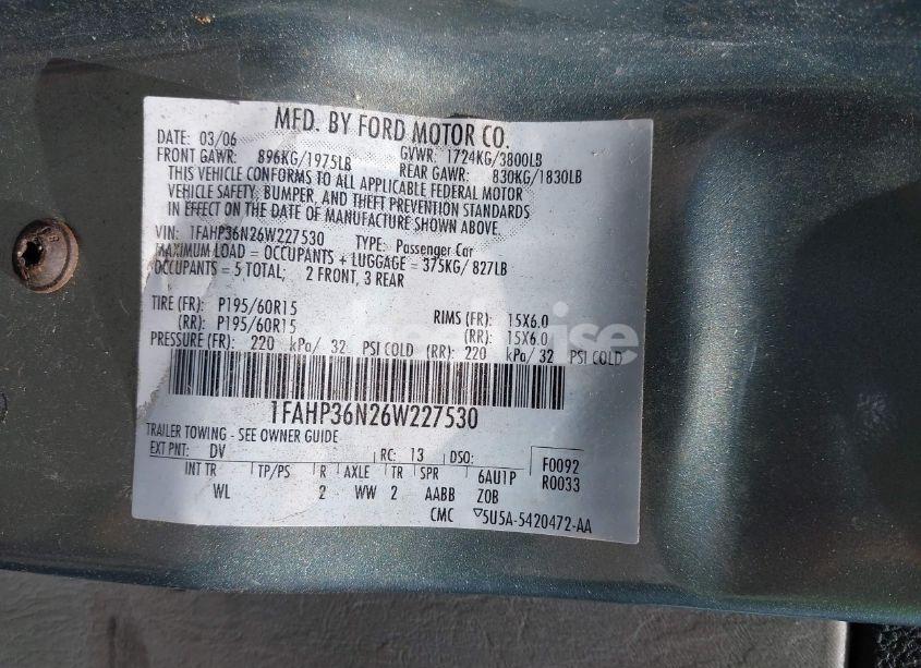 Photo 9 of 2006 Ford Focus ZXW (VIN 1FAHP36N26W227530)