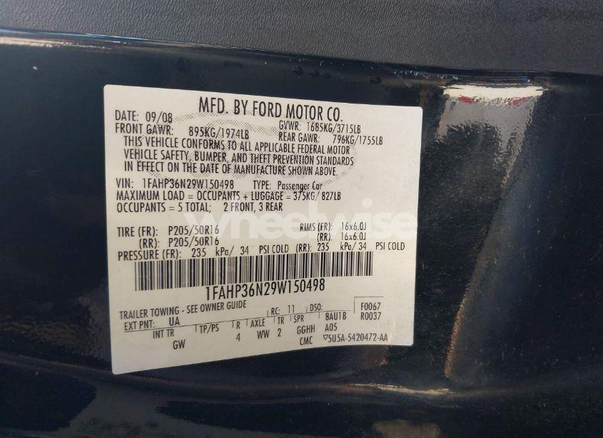 Photo 9 of 2009 Ford Focus SES (VIN 1FAHP36N29W150498)