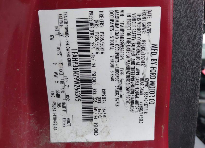 Photo 9 of 2009 Ford Focus SES (VIN 1FAHP36N29W266395)