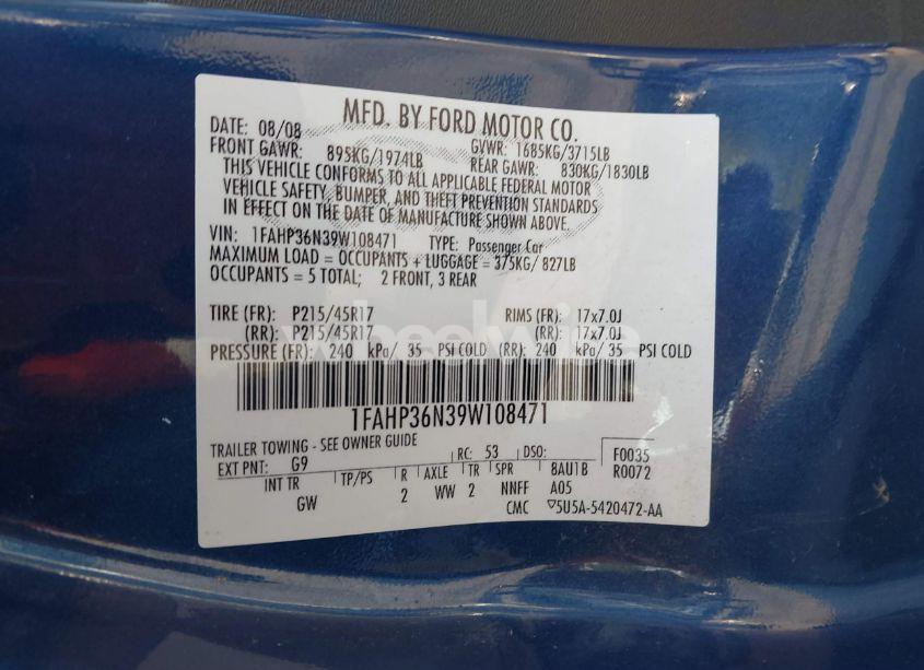 Photo 9 of 2009 Ford Focus SES (VIN 1FAHP36N39W108471)