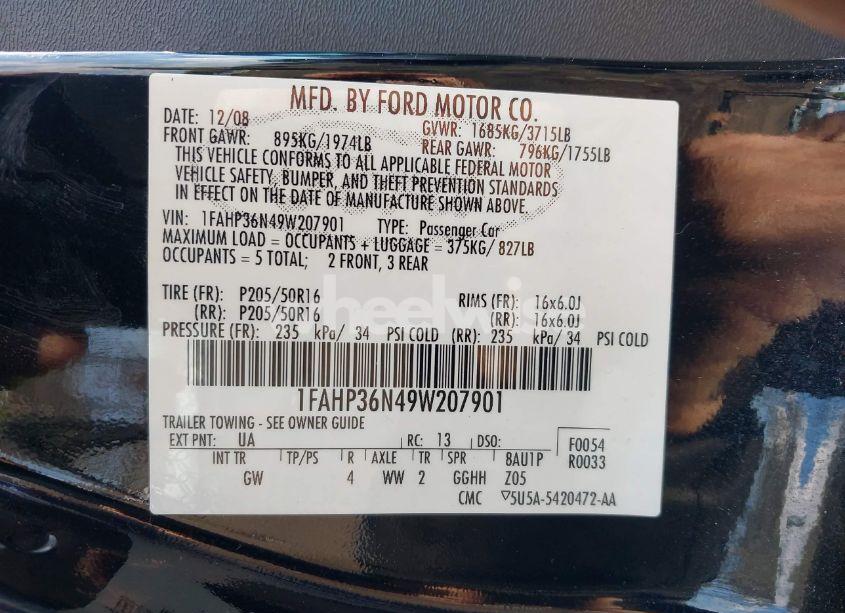 Photo 9 of 2009 Ford Focus SES (VIN 1FAHP36N49W207901)