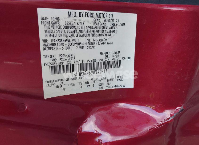 Photo 9 of 2009 Ford Focus SES (VIN 1FAHP36N69W179311)