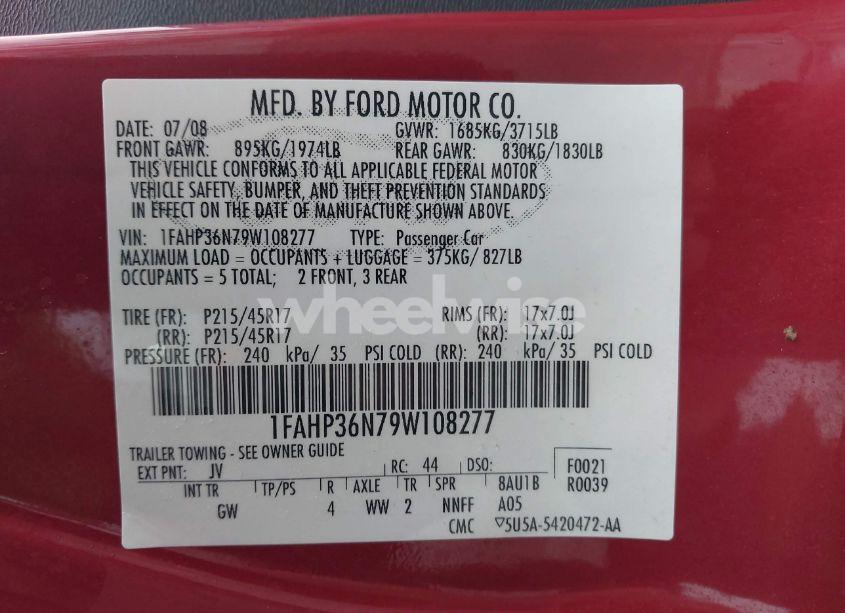 Photo 9 of 2009 Ford Focus SES (VIN 1FAHP36N79W108277)