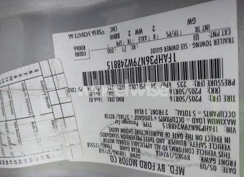 Photo 9 of 2009 Ford Focus SES (VIN 1FAHP36N79W248815)