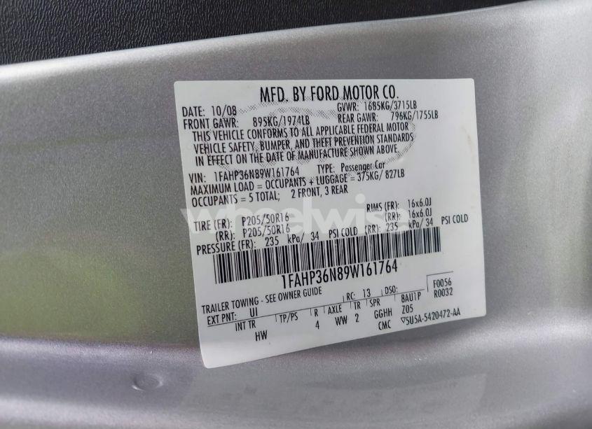 Photo 9 of 2009 Ford Focus SES (VIN 1FAHP36N89W161764)