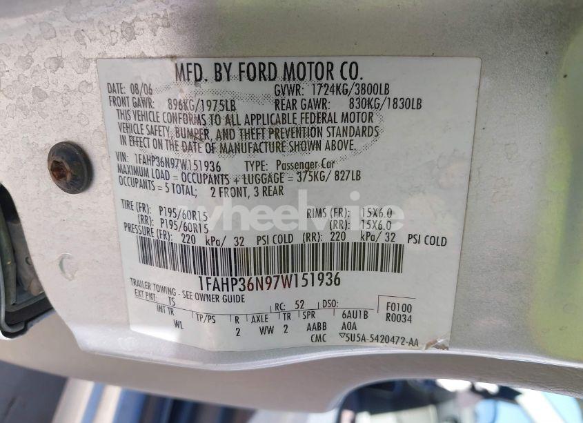 Photo 9 of 2007 Ford Focus SE/SES (VIN 1FAHP36N97W151936)