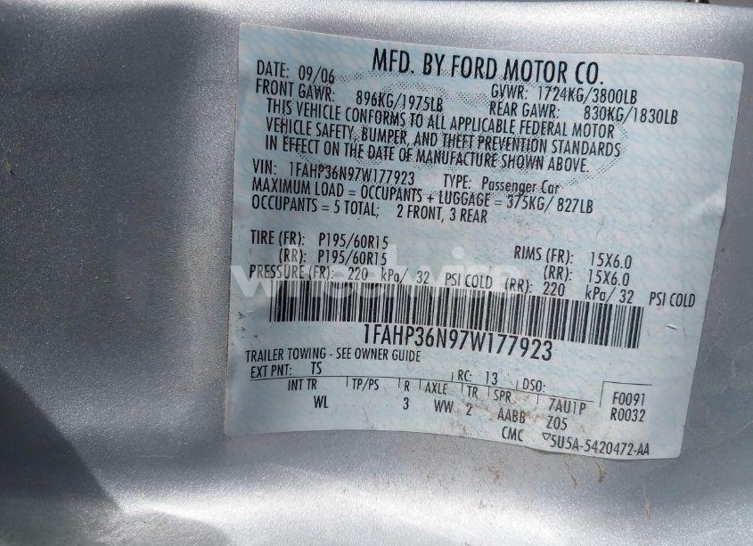 Photo 9 of 2007 Ford Focus SE/SES (VIN 1FAHP36N97W177923)