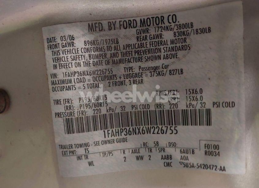 Photo 9 of 2006 Ford Focus ZXW (VIN 1FAHP36NX6W226755)