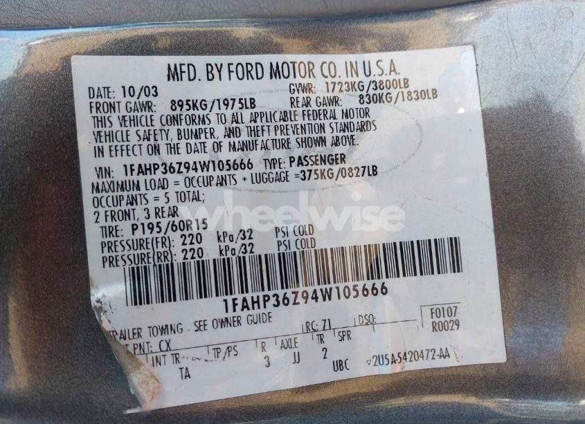 Photo 9 of 2004 Ford Focus SE (VIN 1FAHP36Z94W105666)