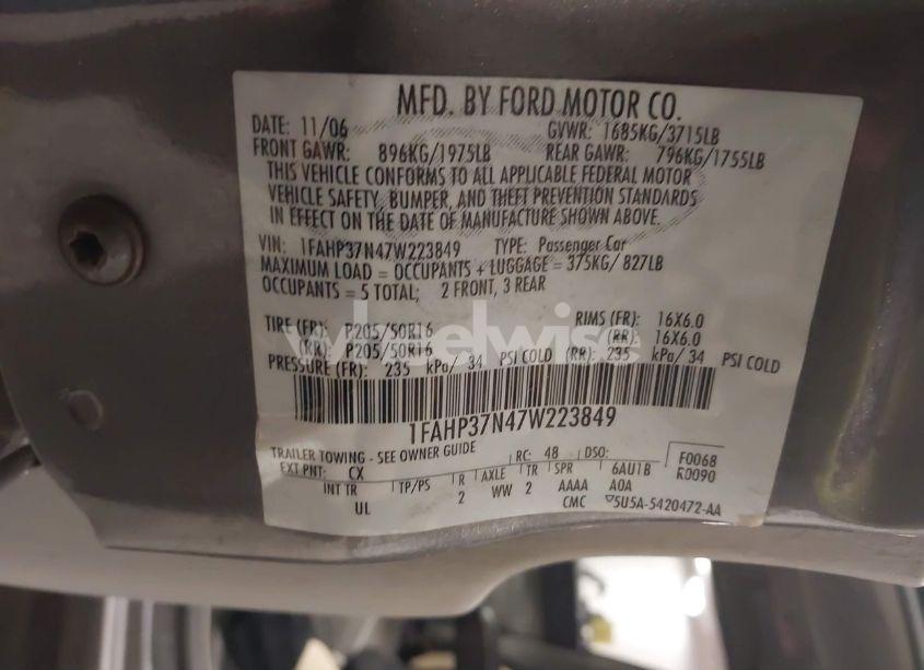 Photo 9 of 2007 Ford Focus S/SE/SES (VIN 1FAHP37N47W223849)