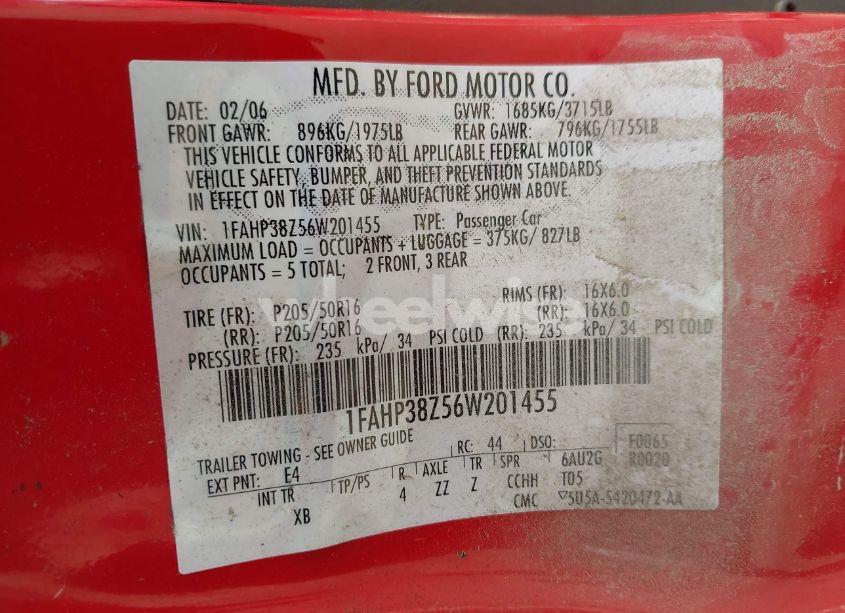 Photo 9 of 2006 Ford Focus ZX4 (VIN 1FAHP38Z56W201455)