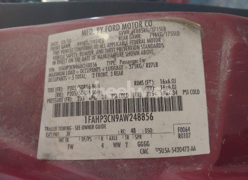 Photo 9 of 2010 Ford Focus SE (VIN 1FAHP3CN9AW248856)