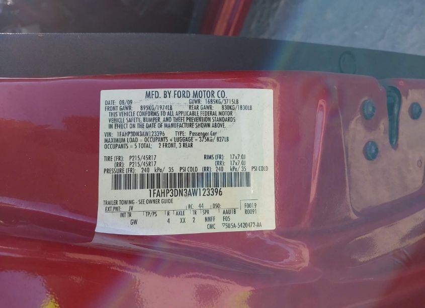 Photo 9 of 2010 Ford Focus SES (VIN 1FAHP3DN3AW123396)
