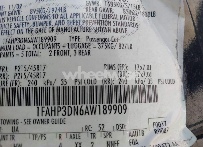 Photo 9 of 2010 Ford Focus SES (VIN 1FAHP3DN6AW189909)