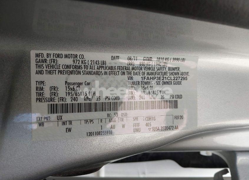 Photo 9 of 2012 Ford Focus S (VIN 1FAHP3E21CL227295)