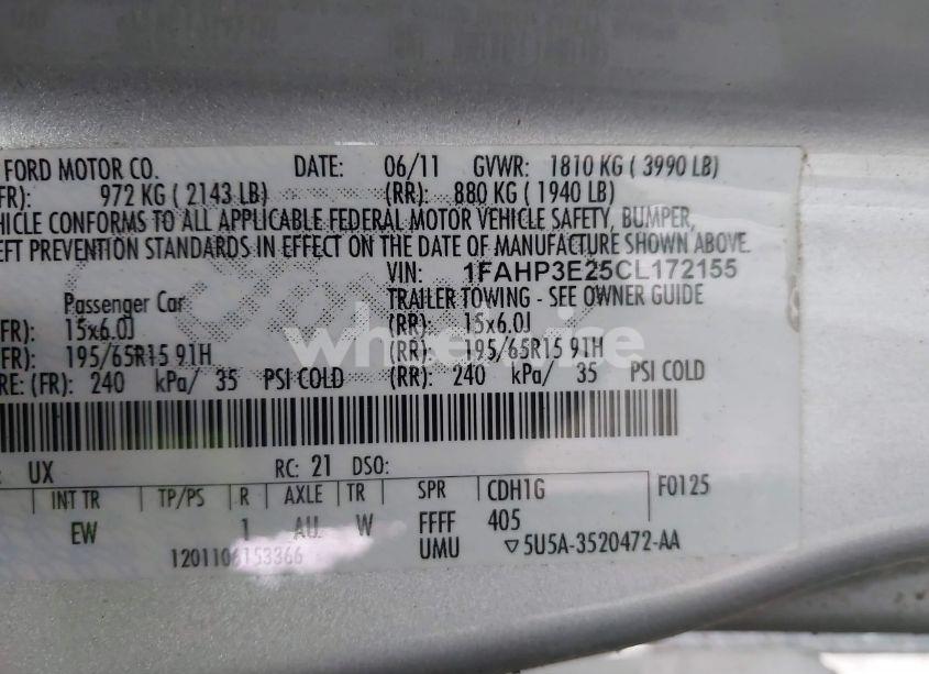 Photo 9 of 2012 Ford Focus S (VIN 1FAHP3E25CL172155)