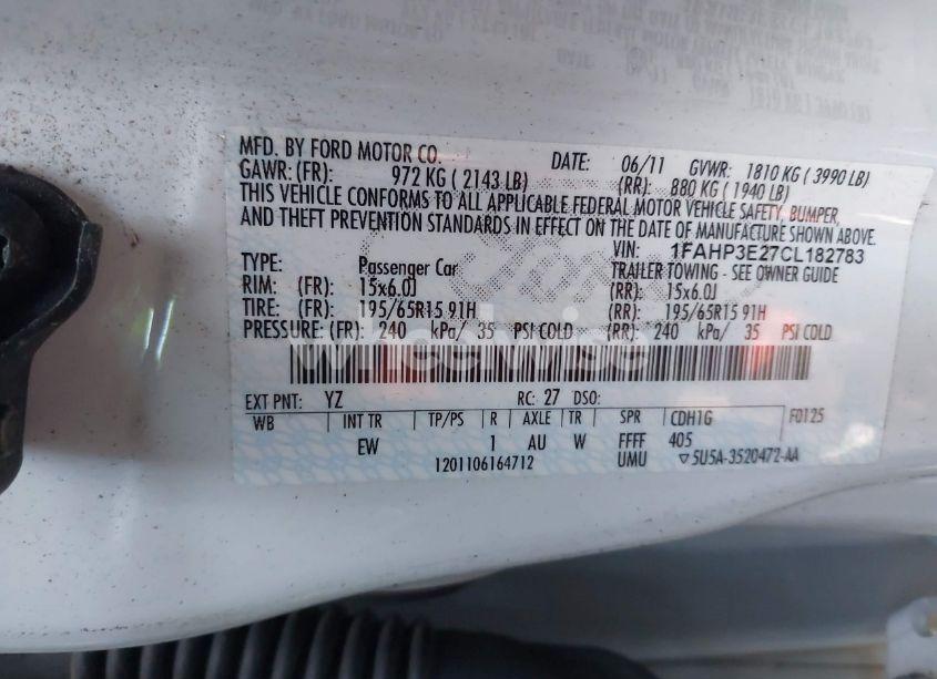 Photo 9 of 2012 Ford Focus S (VIN 1FAHP3E27CL182783)