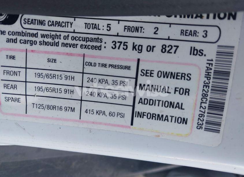 Photo 9 of 2012 Ford Focus S (VIN 1FAHP3E28CL276235)