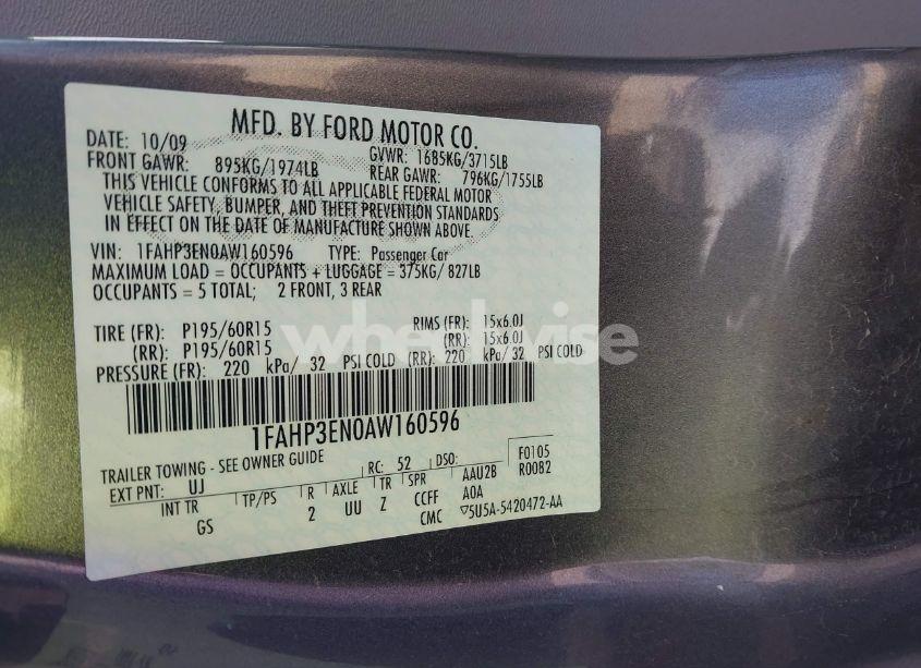 Photo 9 of 2010 Ford Focus S (VIN 1FAHP3EN0AW160596)