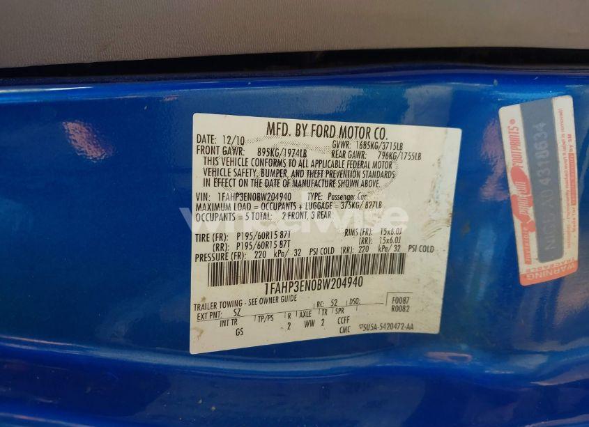 Photo 9 of 2011 Ford Focus S (VIN 1FAHP3EN0BW204940)