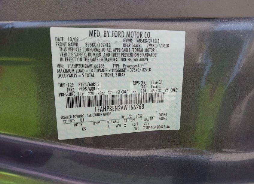 Photo 9 of 2010 Ford Focus S (VIN 1FAHP3EN2AW166268)