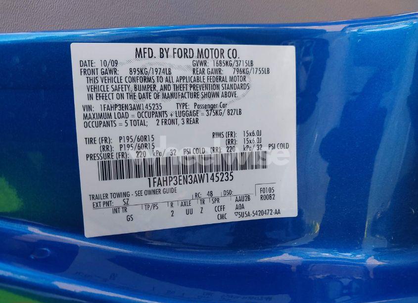 Photo 9 of 2010 Ford Focus S (VIN 1FAHP3EN3AW145235)